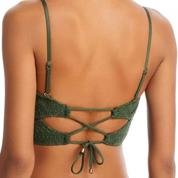 La Blanca Saltwater Sands Olive Beaded Ladder Eyelet Bikini Set Sz XL - Picture 3 of 9